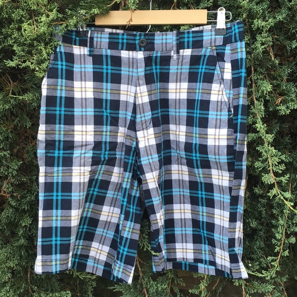 Mens Old Navy Blue Plaid Striped Shorts 